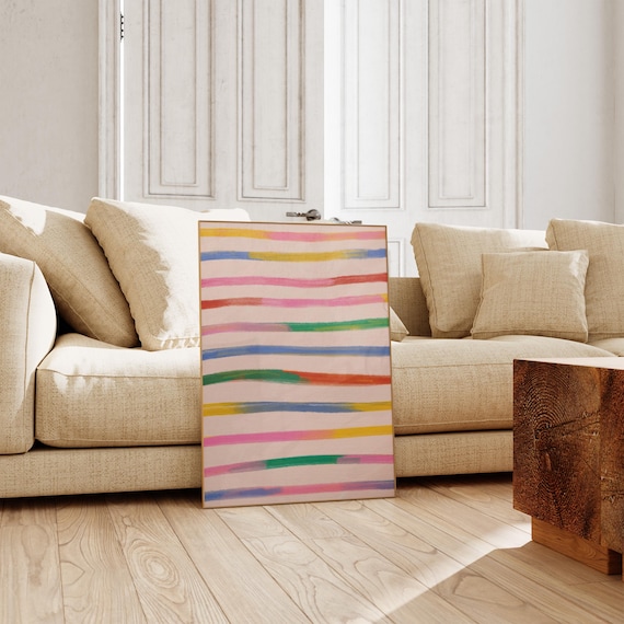 Colorful Lines Painting Abstract Geometric Wall Art
