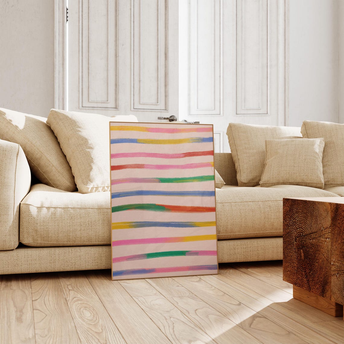 Colorful Brushstroke Stripes Rainbow Abstract Line Art Poster