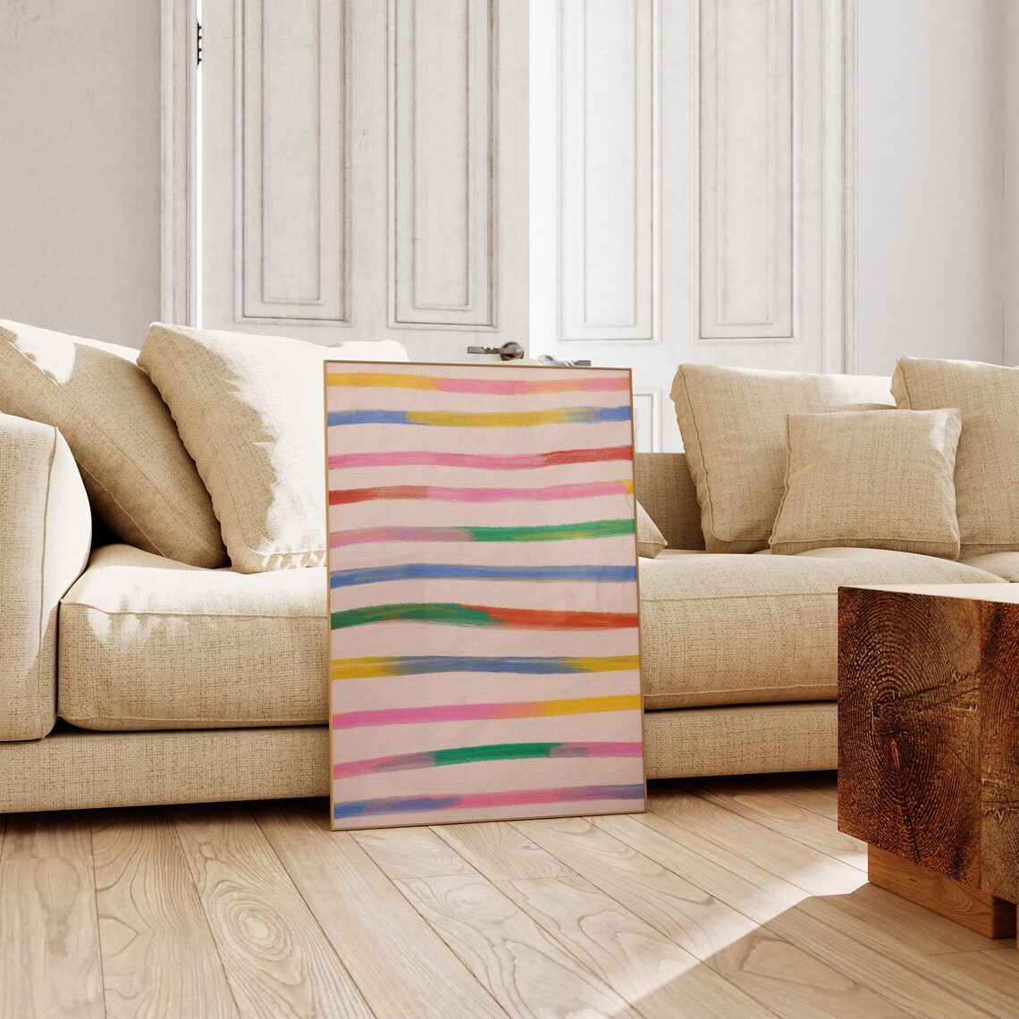 Colorful Lines Painting Abstract Geometric Wall Art
