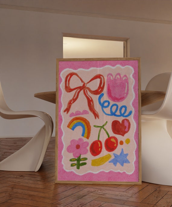 Colorful Abstract Coquette Girl Room Art Print