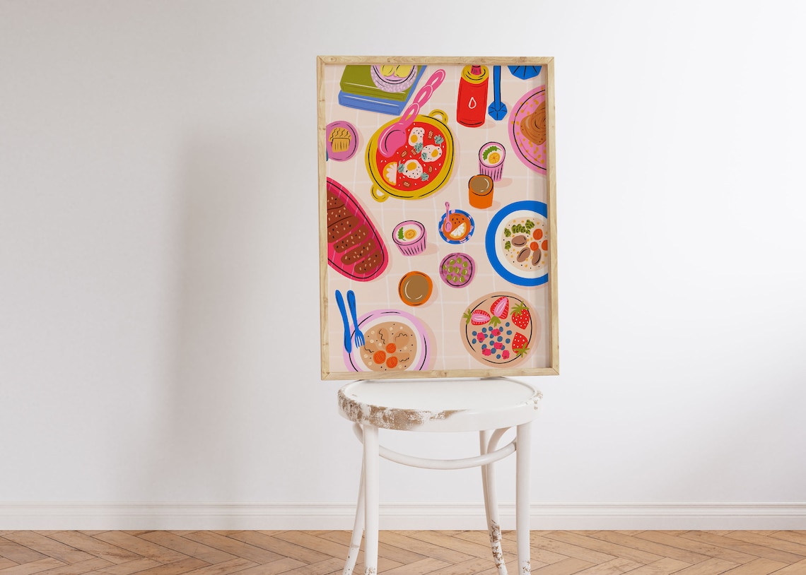 Colorful Food Flatlay Still Life Art Print