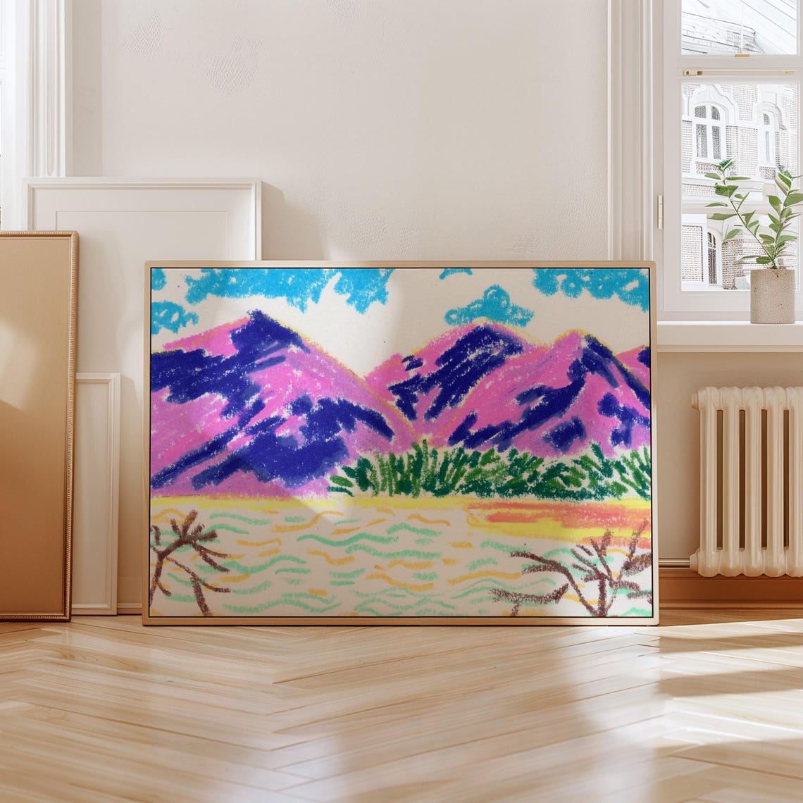 Colorful Mountain Lake Acrylic Art Print Abstract Scenery