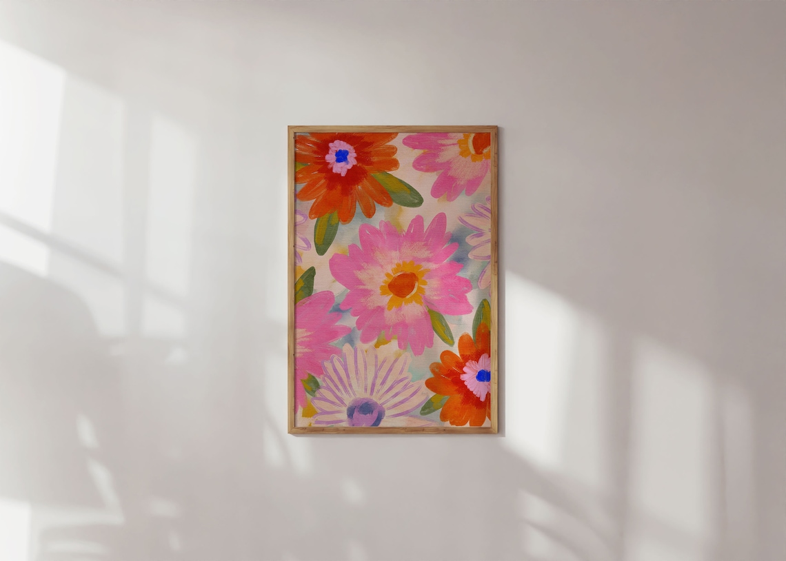 Abstract Floral Gouache Art Print, Botanical Decor
