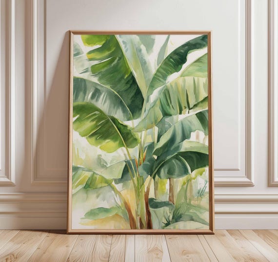 Banana Leaf Wall Art Tropical Botanical Poster Green Plant Print Jungle Inspired Artwork Modern Nature Home Decor Palm