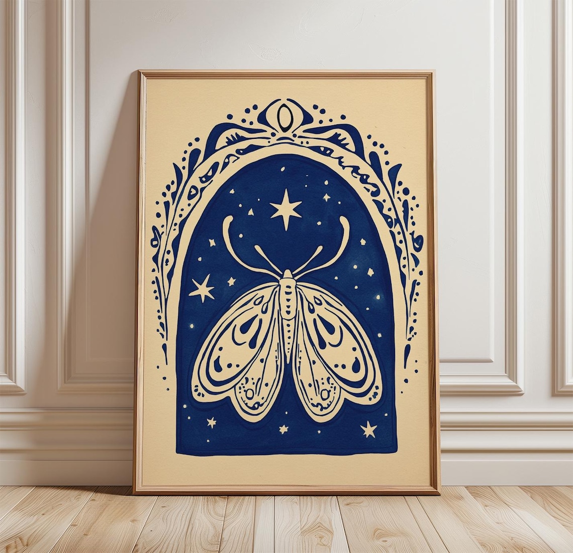 Butterfly Moon, Vintage Celestial Art Print