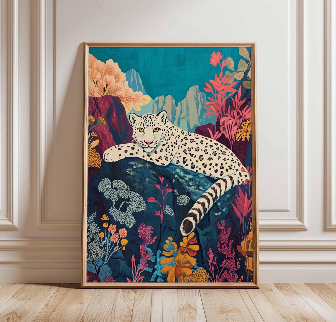 Snow Leopard, Bold Animal Poster Nature Decor
