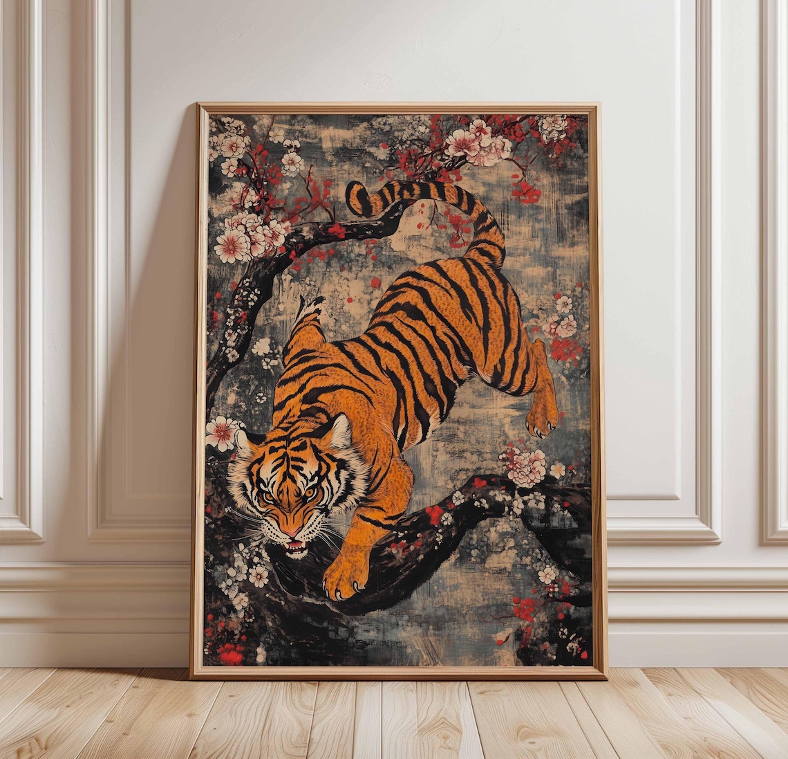 Tiger In Bloom Japanese-Inspired Animal Art Print
