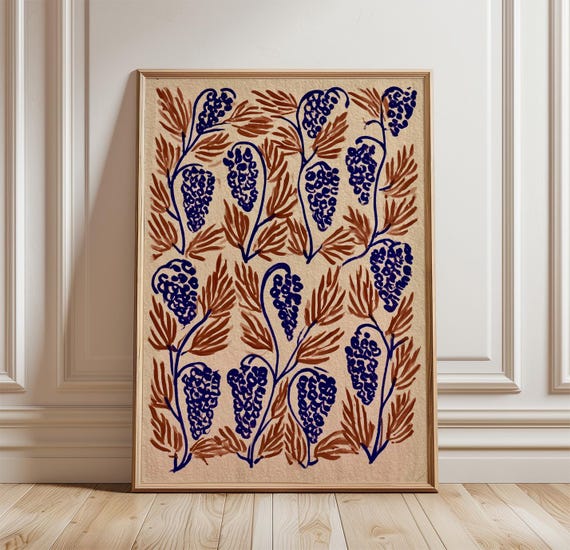 Grape Vine Mediterranean Kitchen Art Print