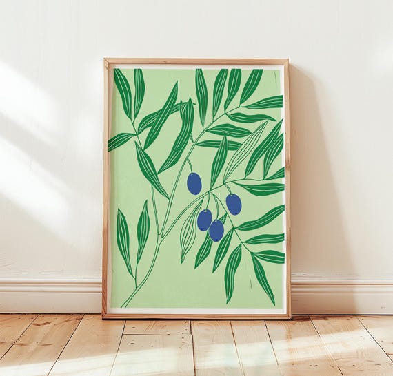 Olive Branch Botanical Minimal Nature Art Print
