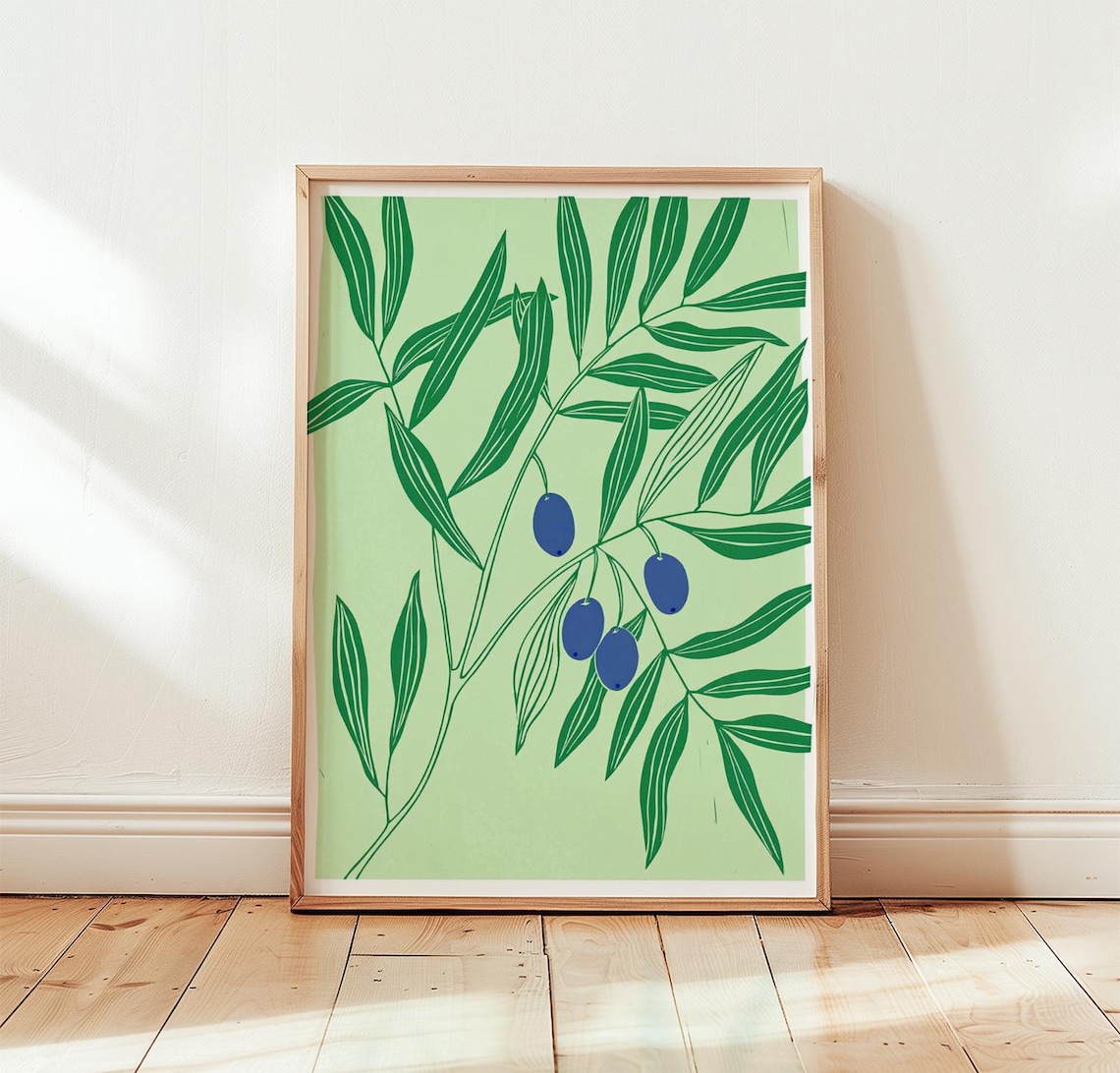 Olive Branch Botanical Minimal Nature Art Print