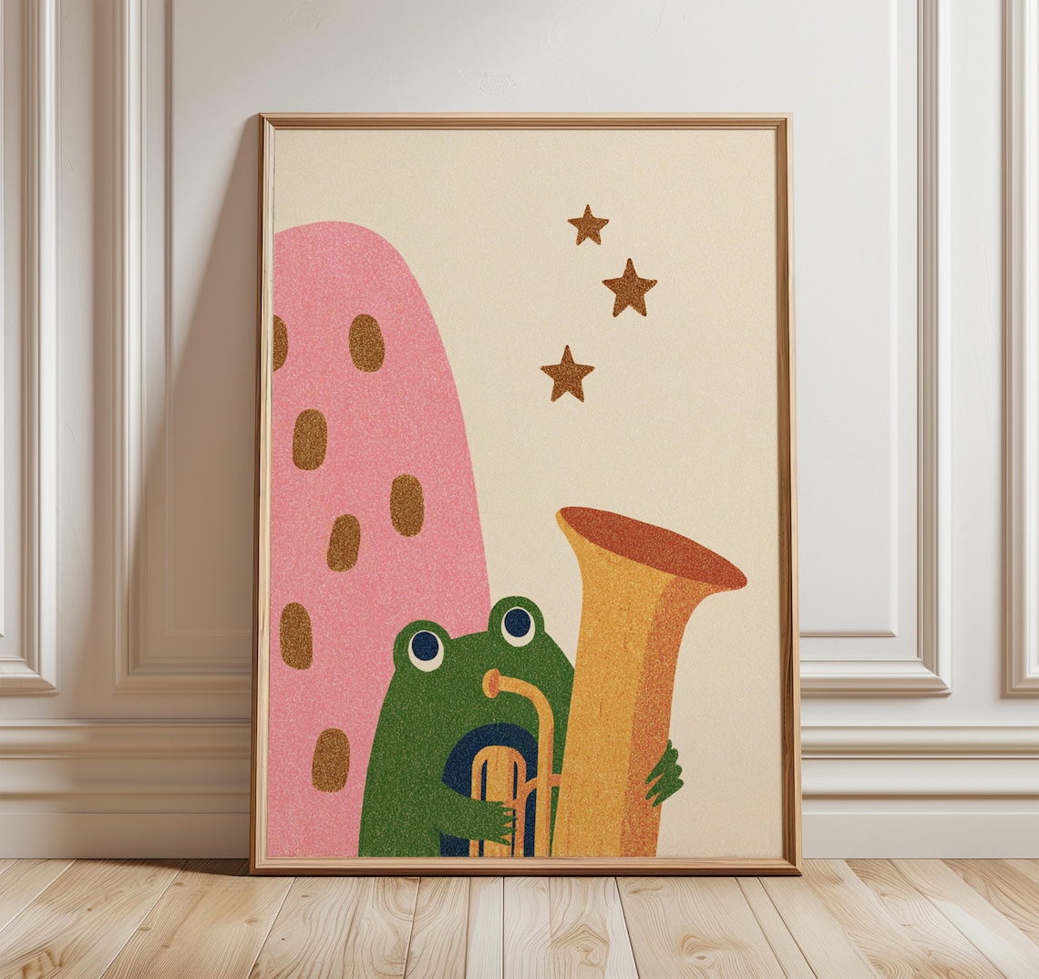 Whimsical Frog Poster, Modern Kids Room Print