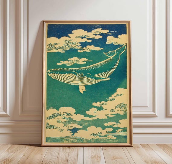 Ukiyo-E Whale Print, Japanese Vintage Ocean Poster