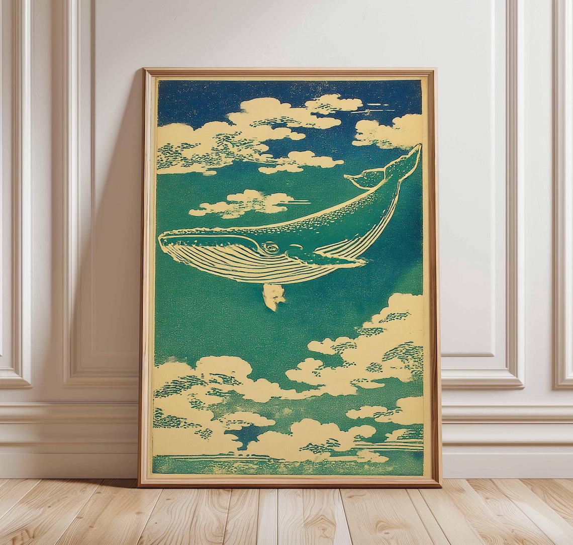 Ukiyo-E Whale Print, Japanese Vintage Ocean Poster