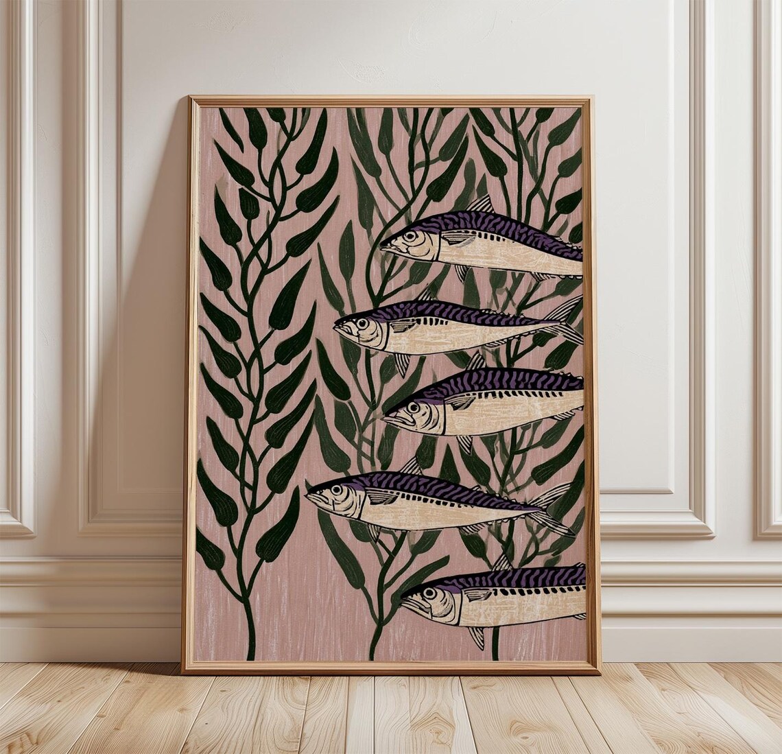 Mackerel Seaweed Coastal Fish Poster Print