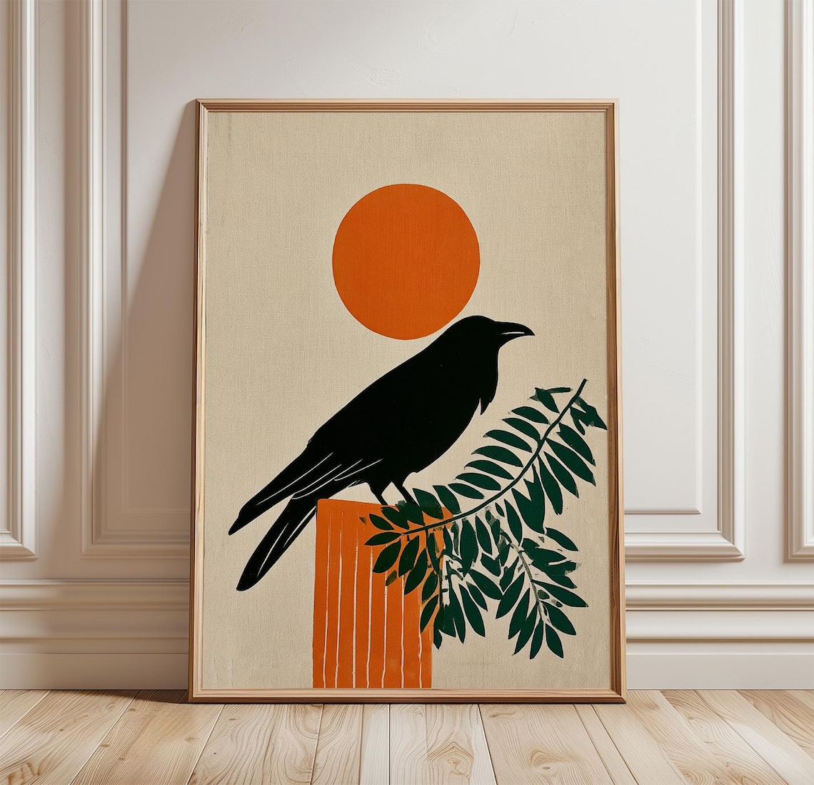 Rook Bird - Black Linocut Botanical Art Print