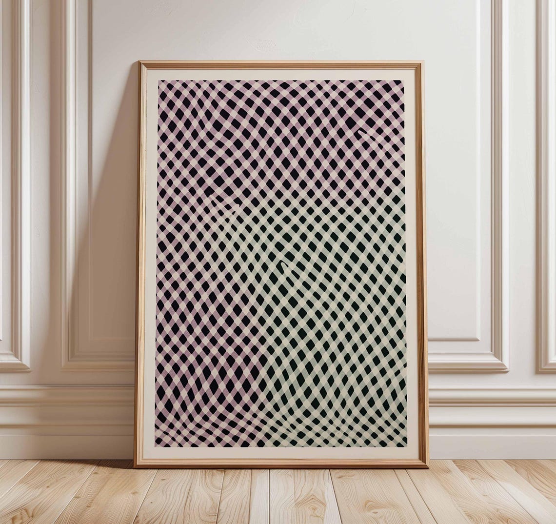 Black and White Op Art Geometric Wave Optical Illusion Poster