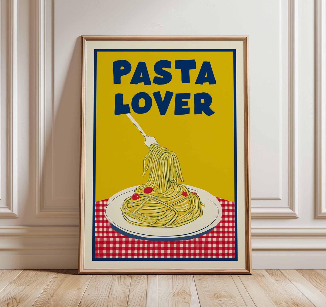 Pasta Lover Yellow Poster With Spaghetti Twirled On A Classic Fork