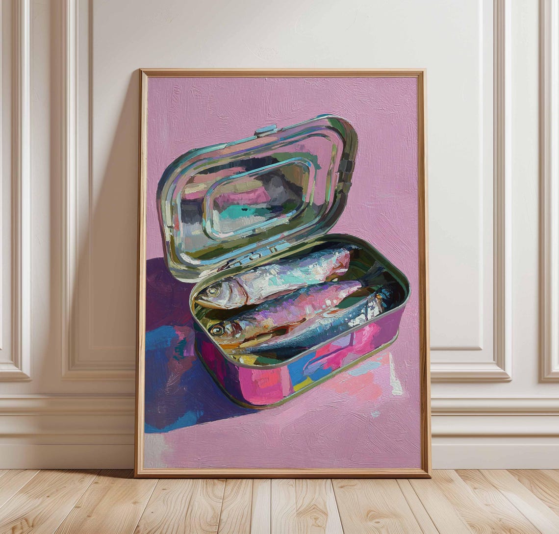 Colorful Sardine Tin Art Poster Pop Food Fish Kitchen Wall Decor