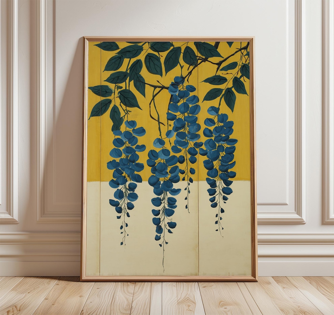 Wisteria Poster, Japanese Botanical Art Print