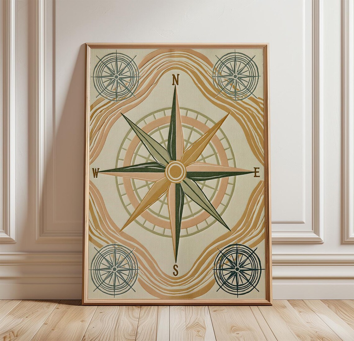 Compass Rose Coastal Nautical Art Print