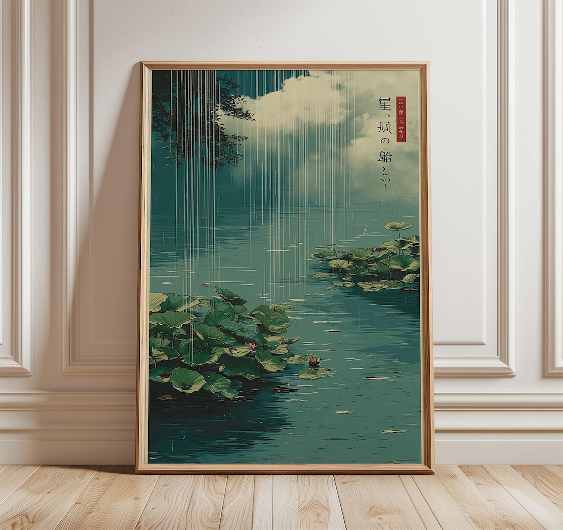 Lotus Pond, Japanese Style Art Print