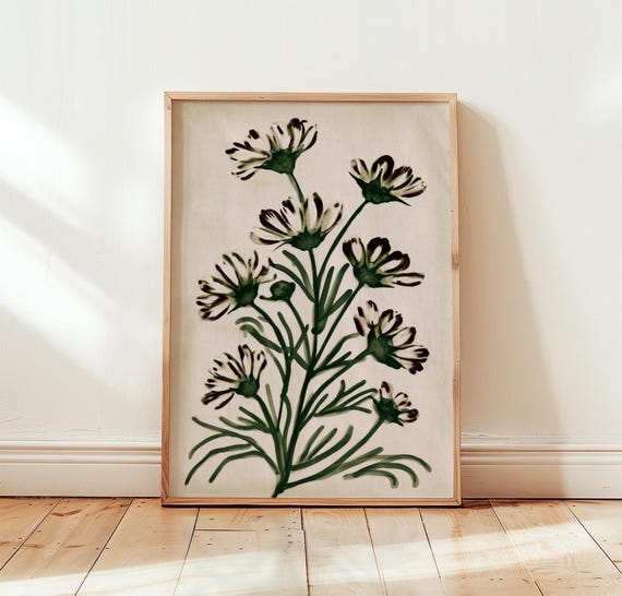 Botanical Floral Poster Scandinavian Wall Art Watercolour Flower Print