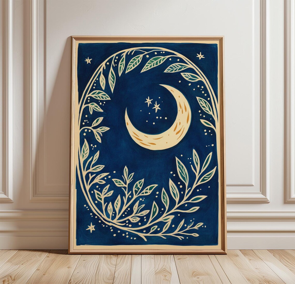 Crescent Moon Poster, Celestial Night Sky Boho Decor