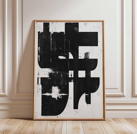 Abstract Black And White Poster Art Modern Geometric Wall Decor Minimalist Print Bold Shapes Unframed Contemporary