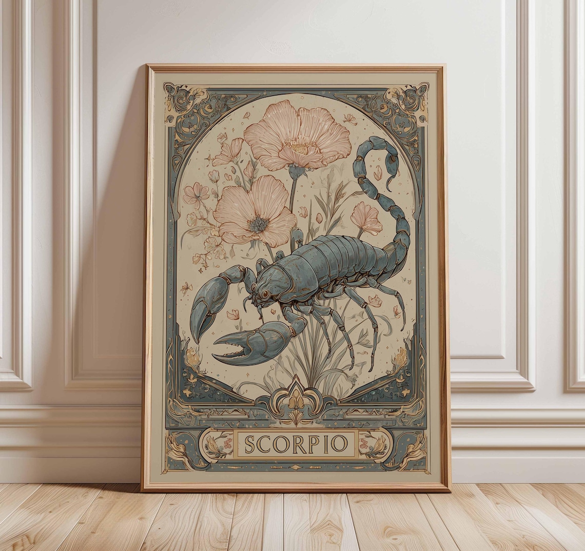 Scorpio Zodiac Poster, Vintage Horoscope Art Print