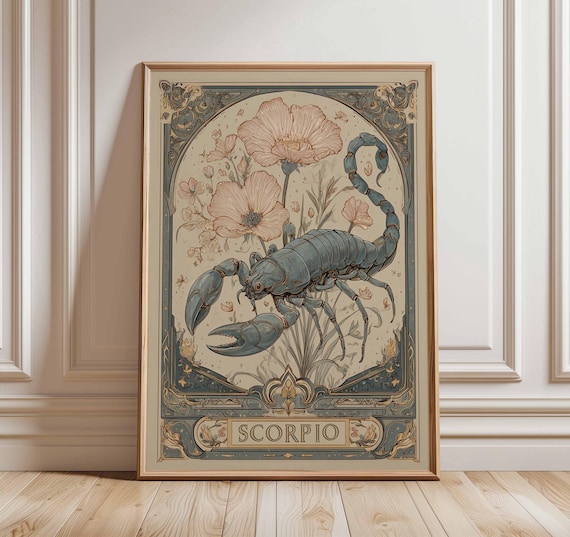 Scorpio Zodiac Poster, Vintage Horoscope Art Print