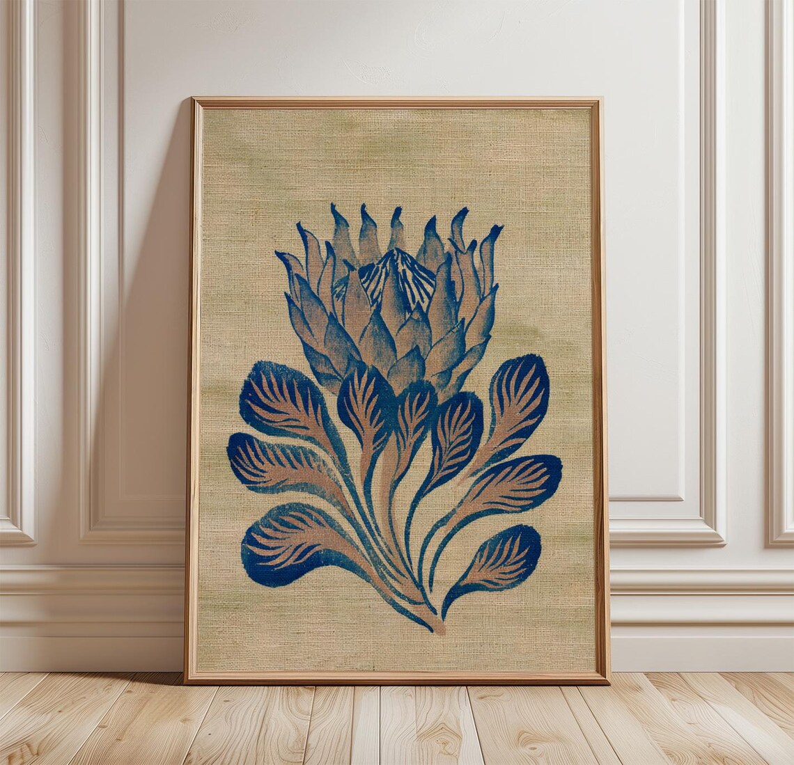 Blue Protea Flower Botanical Floral Art Print