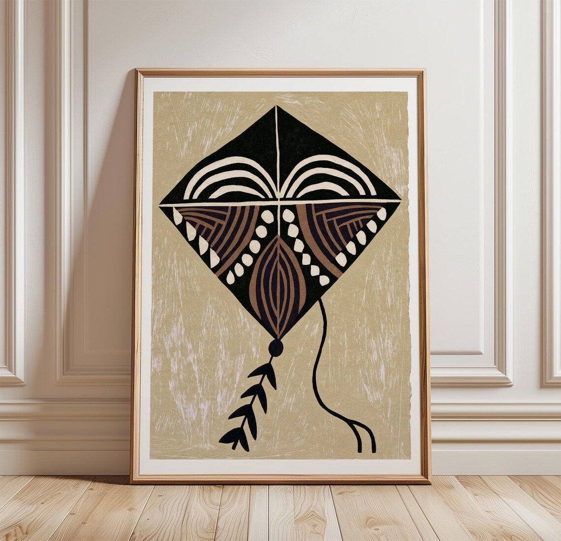 Abstract Kite Folk Art, Mid-Century Poster