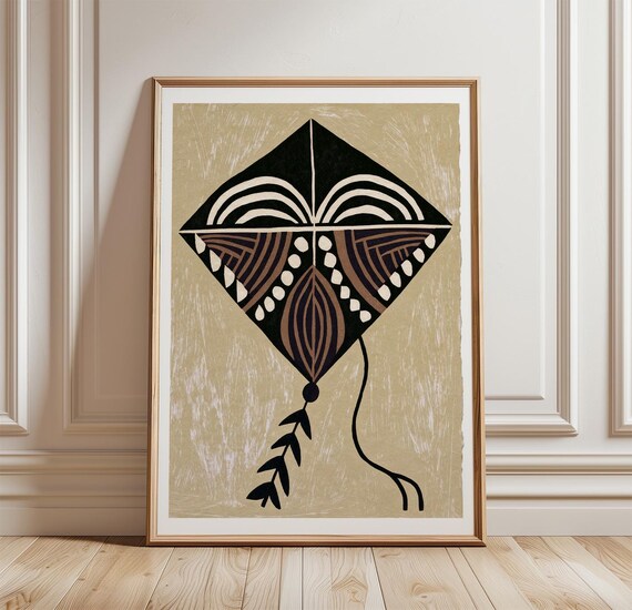 Abstract Kite Folk Art, Mid-Century Poster