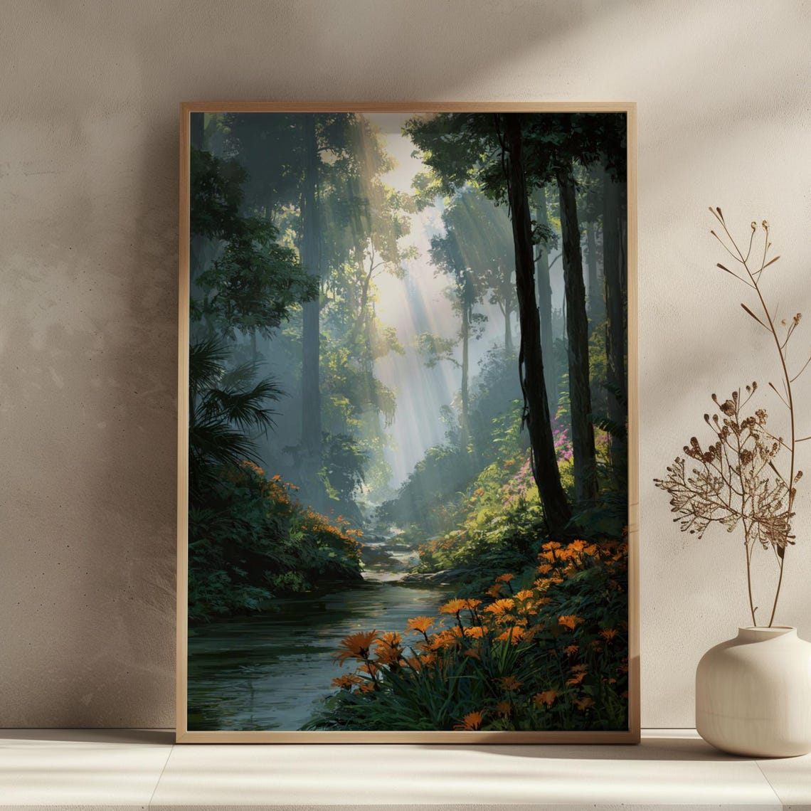 Landscape Art Print For Wall Decor Nature Scenery Poster Ai Generated Abstract Mountain