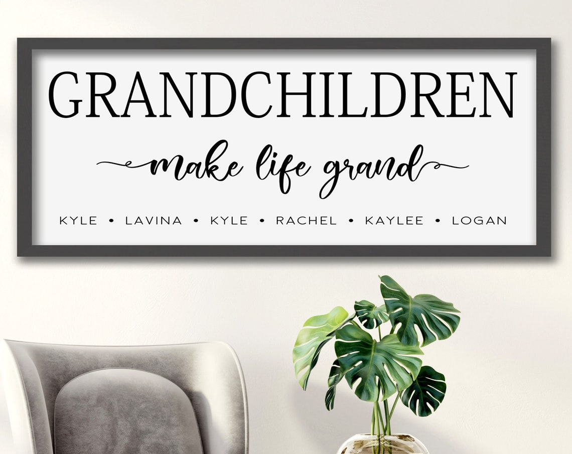 40 Off Gift For Grandparents Sign With Names Grandchildren Sign Personalized Grandchildren Make Life Grand Wood Sign Grandparent Gift