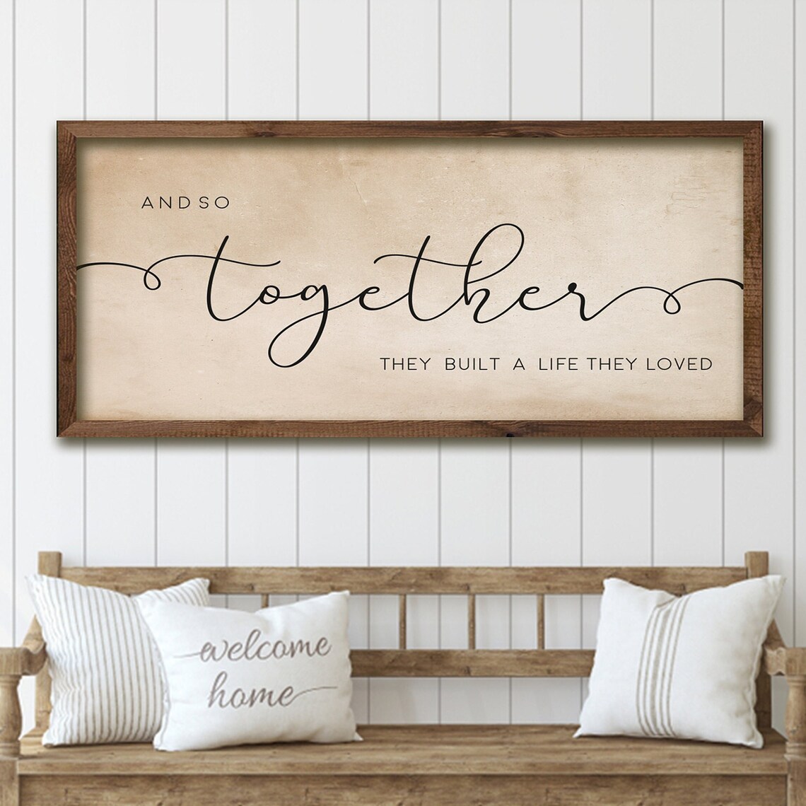 And So Together They Built A Life They Loved Quote Cream Sign Poster
