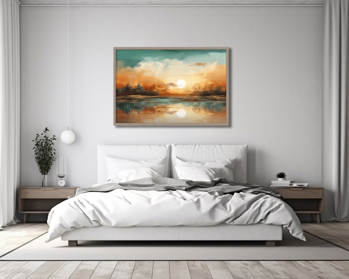 Abstract Nature Inspired Landscape Wall Art Print Surreal Teal Orange Poster Home Decor Modern Artwork Unframed Art Print Bedroom Art - Image 4