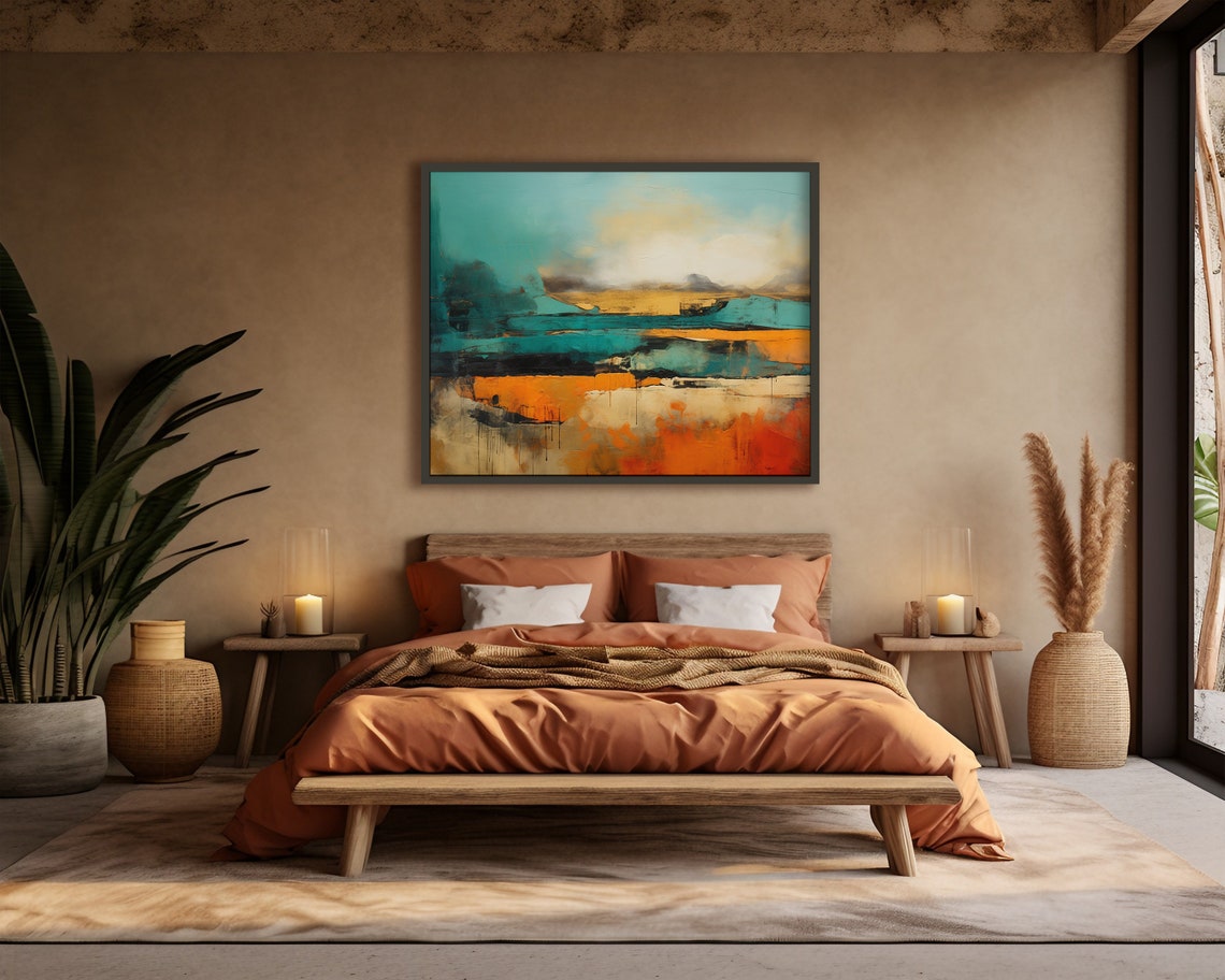 Abstract Wall Art Nature Inspired Print Bold Beautiful Orange And Teal Poster Home Decor Modern Art Home Office Decor Statement Piece - Image 2