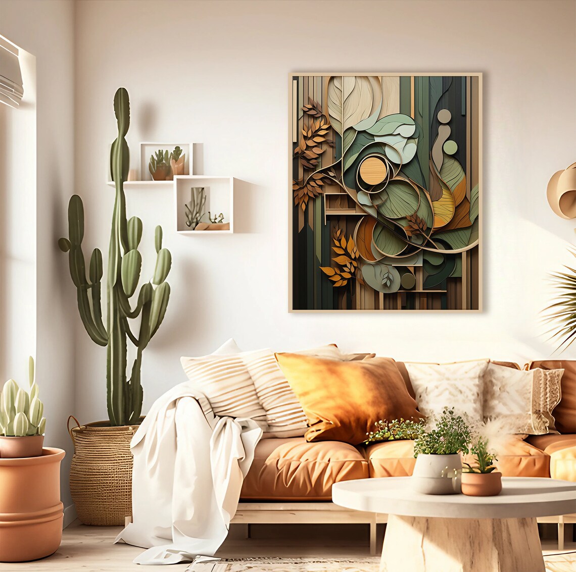 Botanical Boho Wood-Look Poster, Neutral Decor - Image 4