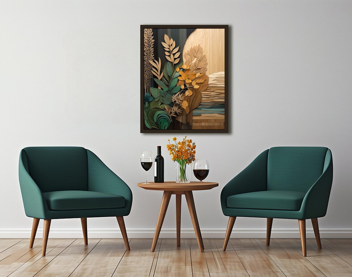 Boho Earthtones Botanical Art Print, Neutral Shades - Image 3