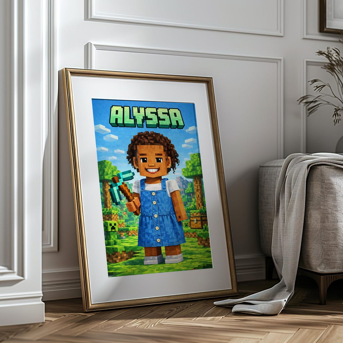 Custom Minecraft Portrait From Photo Print Name Boys Girls Room Decor Birthday Gift Nursery Poster - Image 4