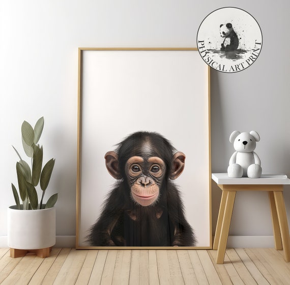 Baby Chimpanzee Wall Art Physical Print Animal Illustration Nursery Decor Infant Matte Poster