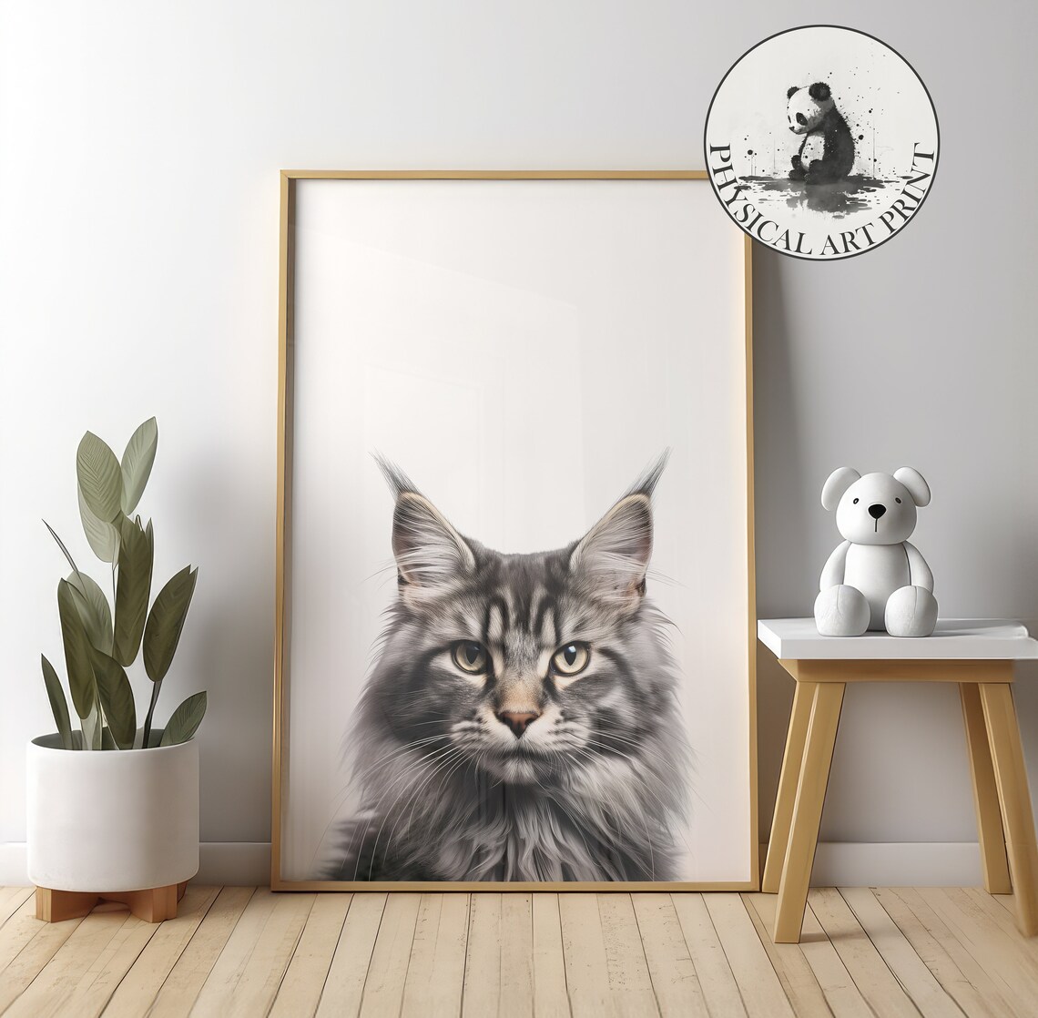 Majestic Maine Coon Cat Close-Up Portrait Regal Animal Poster