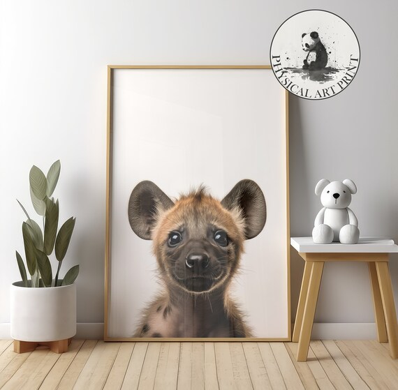 Adorable Baby Hyena Portrait Print For Nursery Safari Kids Room Decor