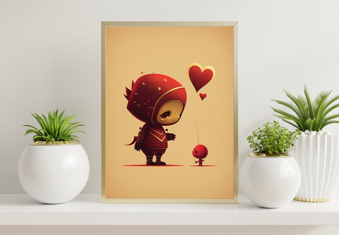 Red Knight Heart Balloon Tiny Companion Valentine Sweet Poster - Image 2
