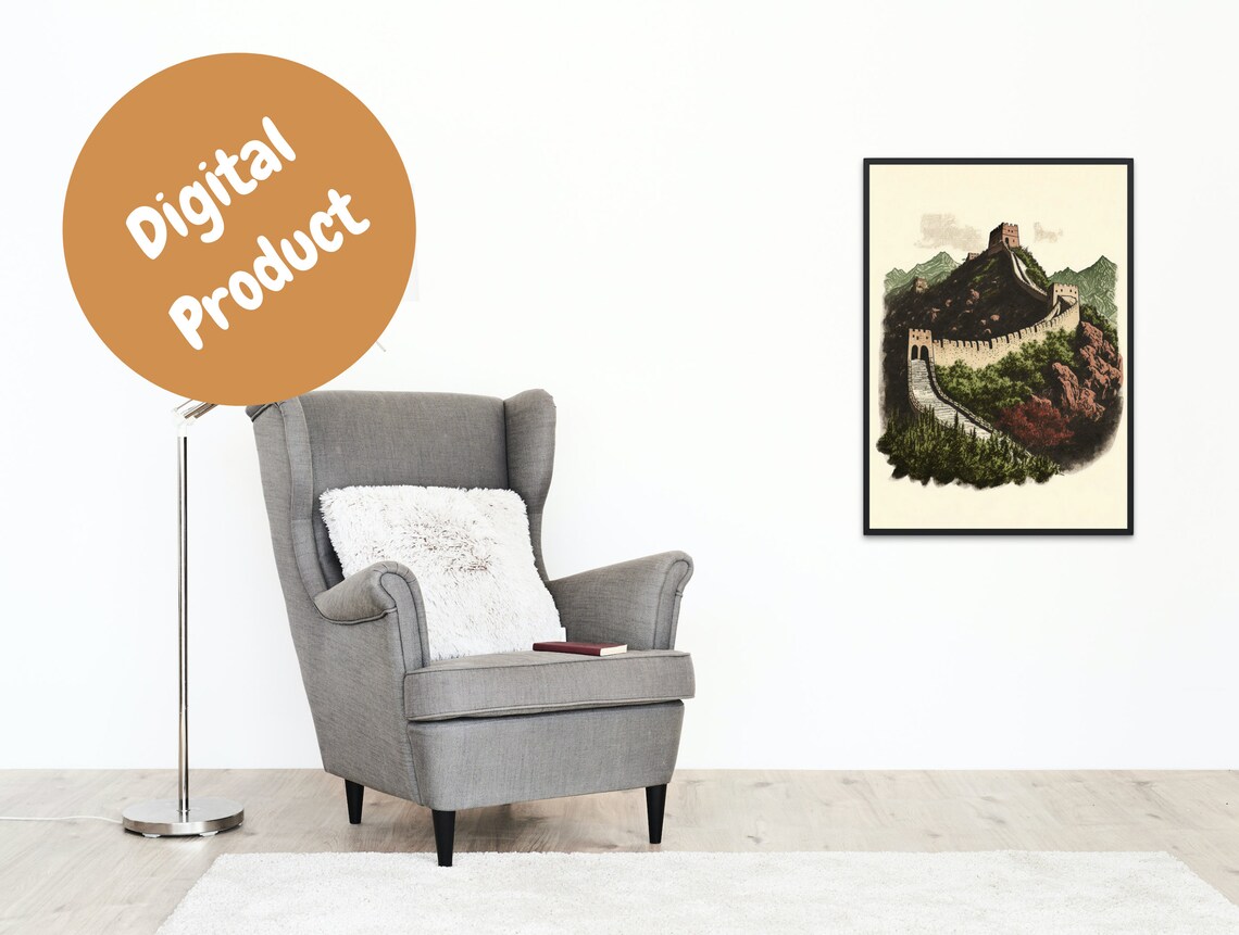 Great Wall of China Mountain Watchtowers Vintage Style Poster - Image 4