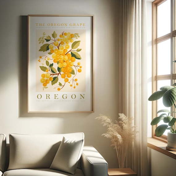 Oregon Grape Flower Print, Trendy Floral Poster