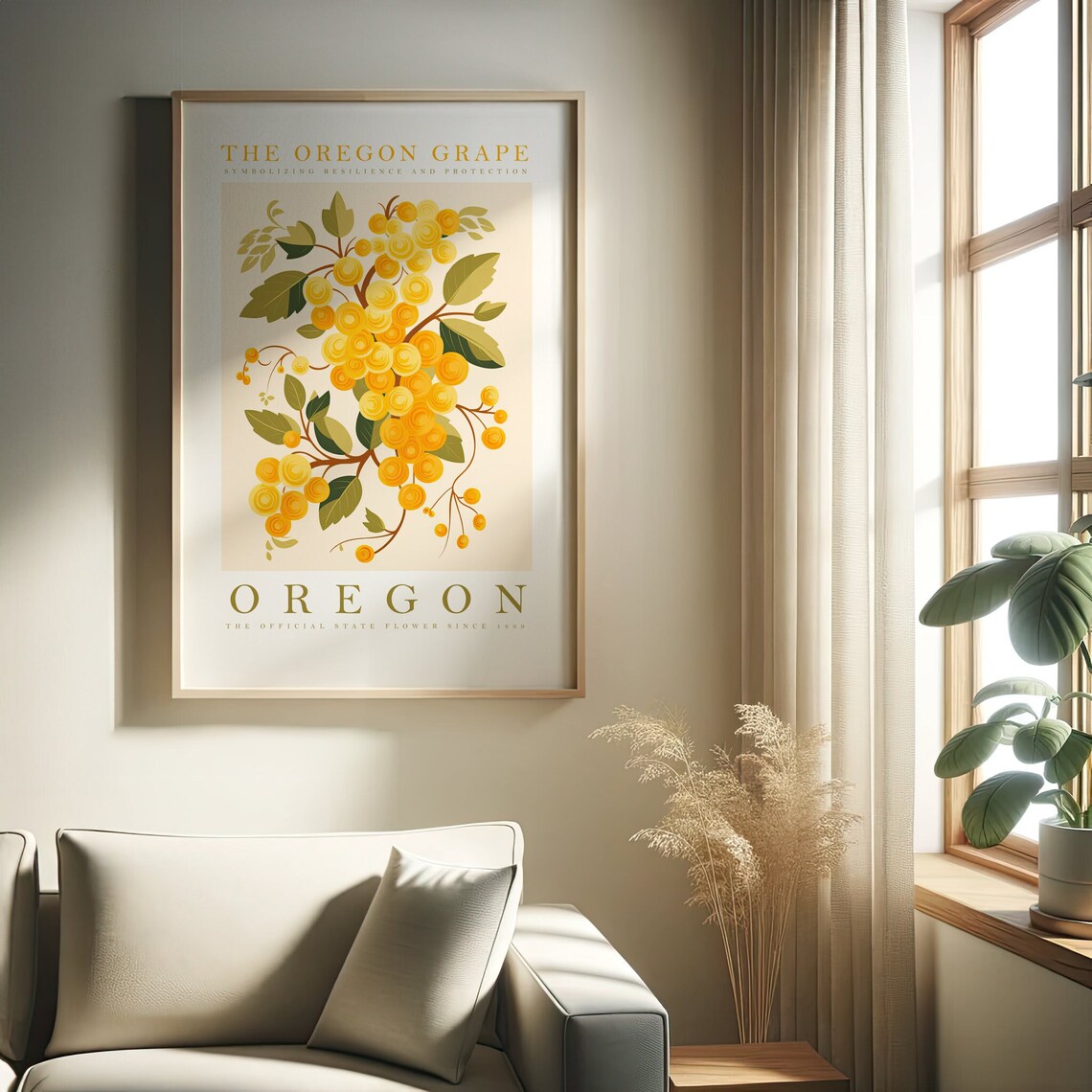 Oregon Grape Flower Print, Trendy Floral Poster