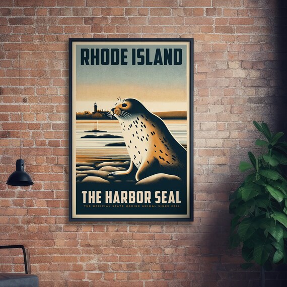 Rhode Island State Animal Vintage Prints Harbor Seal Print At Home Wall Art Art Nature Gift Posters