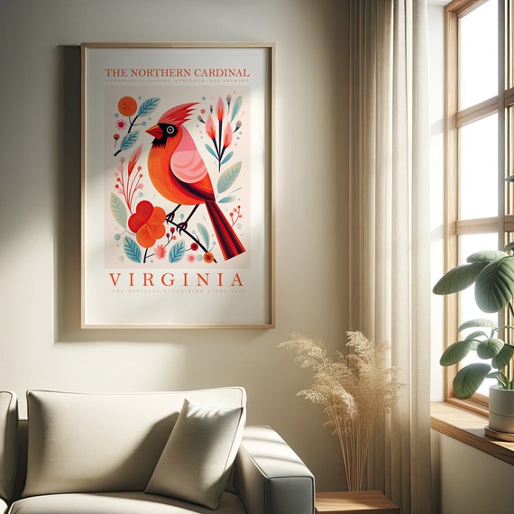 Virginia State Bird Print Cardinal Print At Home Wall Art Wall Art Print Instant Art Trendy Cute Posters